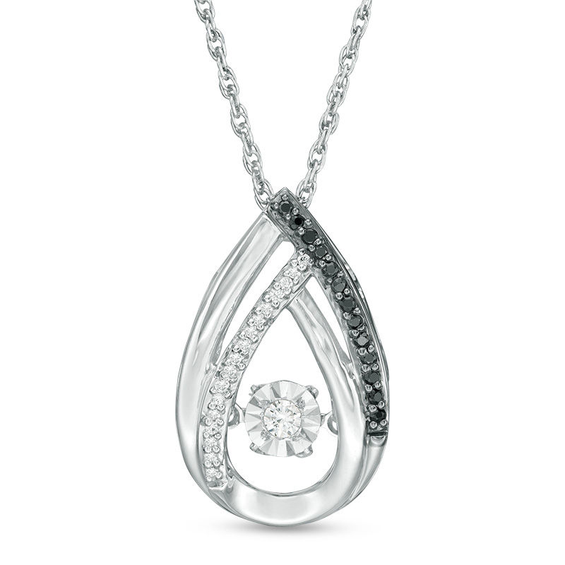 Unstoppable Love™ 0.11 CT. T.W. Enhanced Black and White Diamond Teardrop Pendant in Sterling Silver|Peoples Jewellers