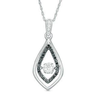 Unstoppable Love™ 0.23 CT. T.W. Enhanced Black and White Double Teardrop Pendant in 10K White Gold