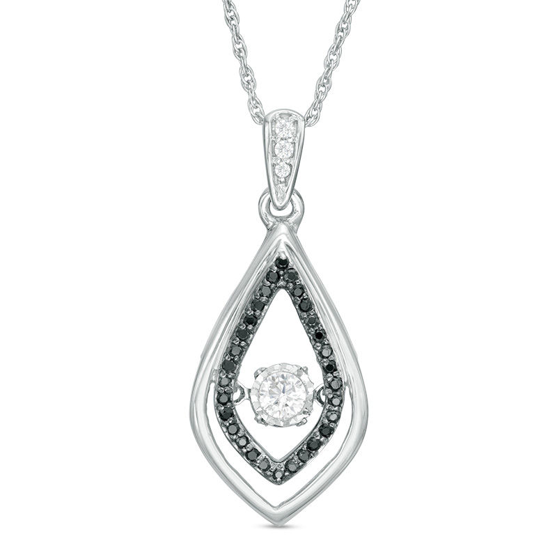 Unstoppable Love™ 0.23 CT. T.W. Enhanced Black and White Double Teardrop Pendant in 10K White Gold|Peoples Jewellers