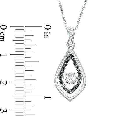 Unstoppable Love™ 0.23 CT. T.W. Enhanced Black and White Double Teardrop Pendant in 10K White Gold