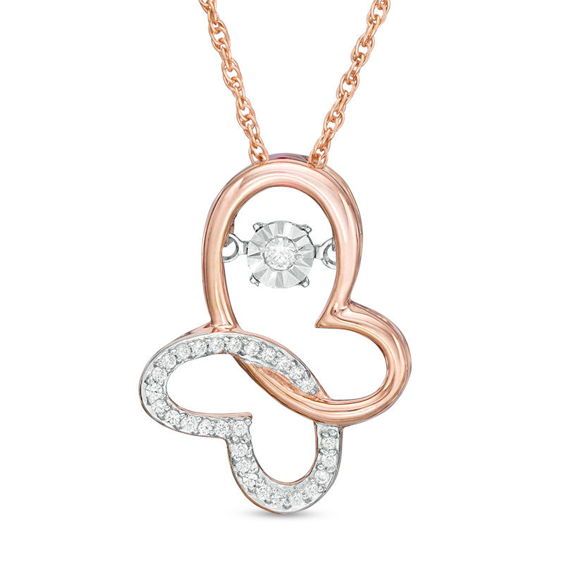 Unstoppable Love™ 0.09 CT. T.W. Diamond Tilted Butterfly Pendant in 10K Rose Gold|Peoples Jewellers