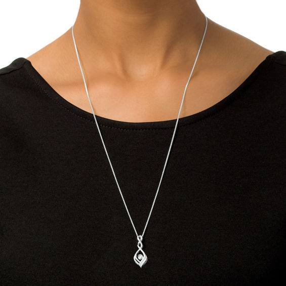 Unstoppable Love™ 0.23 CT. T.W. Diamond Cascading Infinity Drop Bolo Necklace in Sterling Silver - 30"