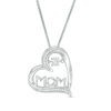 Unstoppable Love™ 0.09 CT. T.W. Diamond Tilted Heart "MOM" Bolo Necklace in 10K White Gold - 30"