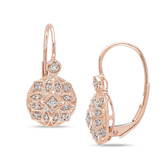 0.13 CT. T.W. Diamond Vintage-Style Drop Earrings in 14K Rose Gold