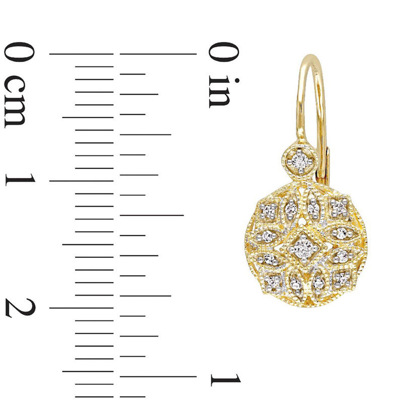 0.13 CT. T.W. Diamond Vintage-Style Drop Earrings in 14K Gold|Peoples Jewellers