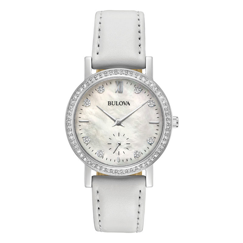 Ladies' Bulova Crystal Accent Strap Watch with Mother-of-Pearl Dial (Model: 96L245)