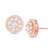 1.45 CT. T.W. Diamond Double Frame Stud Earrings in 14K Rose Gold