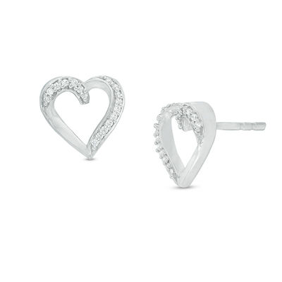 0.09 CT. T.W. Diamond Swirl Heart Stud Earrings in Sterling Silver