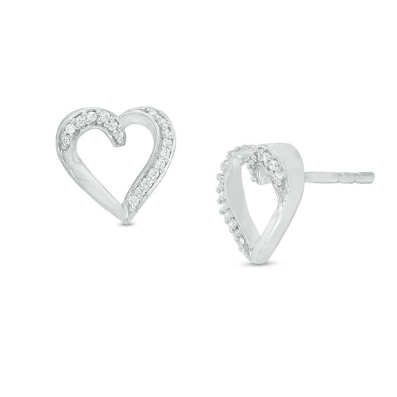 0.09 CT. T.W. Diamond Swirl Heart Stud Earrings in Sterling Silver