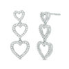 0.37 CT. T.W. Diamond Triple Heart Drop Earrings in Sterling Silver