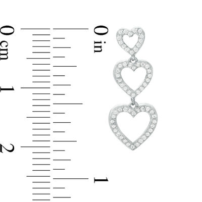 0.37 CT. T.W. Diamond Triple Heart Drop Earrings in Sterling Silver