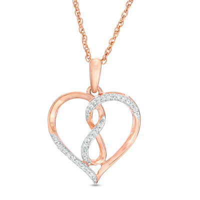 0.09 CT. T.W. Diamond Heart with Infinity Pendant in 10K Rose Gold