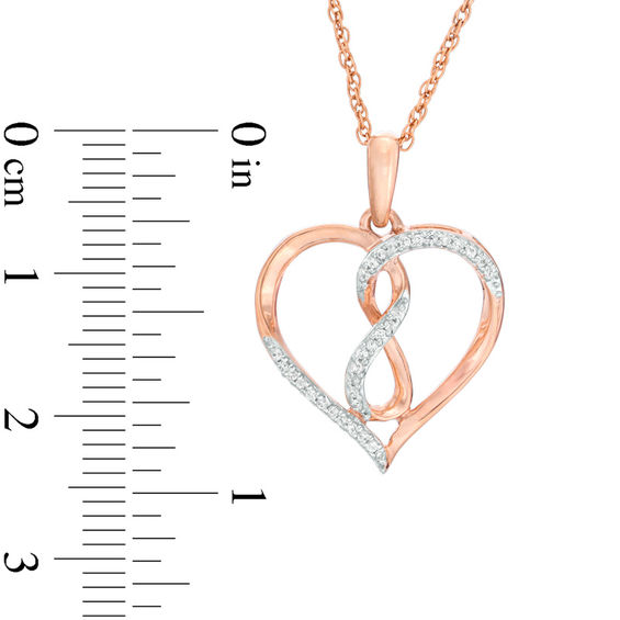 0.09 CT. T.W. Diamond Heart with Infinity Pendant in 10K Rose Gold