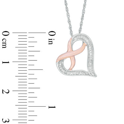 0.07 CT. T.W. Diamond Infinity Heart Pendant in Sterling Silver and 10K Rose Gold