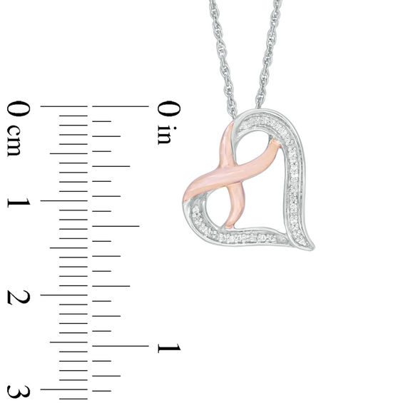 0.07 CT. T.W. Diamond Infinity Heart Pendant in Sterling Silver and 10K Rose Gold