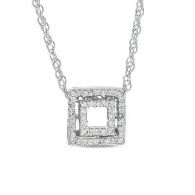 0.09 CT. T.W. Diamond Double Square Pendant in Sterling Silver