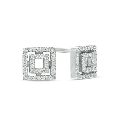 0.11 CT. T.W. Diamond Double Square Stud Earrings in Sterling Silver