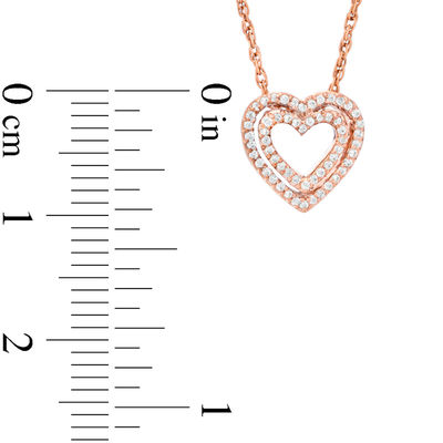 0.11 CT. T.W. Diamond Double Heart Pendant in 10K Rose Gold