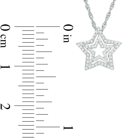 0.11 CT. T.W. Diamond Double Star Pendant in Sterling Silver