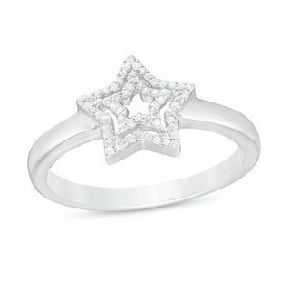 0.11 CT. T.W. Diamond Double Star Ring in Sterling Silver