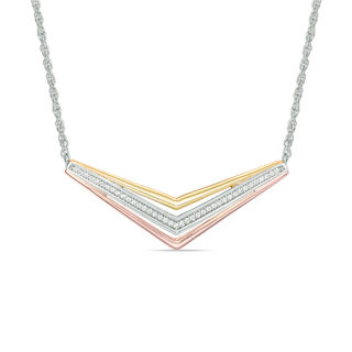 0.15 CT. T.W. Diamond Chevron Necklace in Sterling Silver and 10K Two-Tone Gold