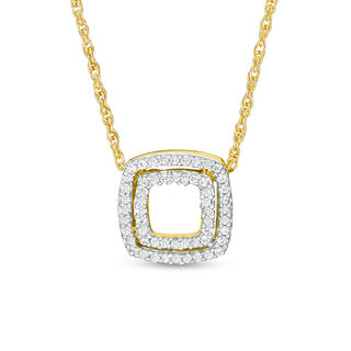 0.09 CT. T.W. Diamond Double Square Pendant in 10K Gold