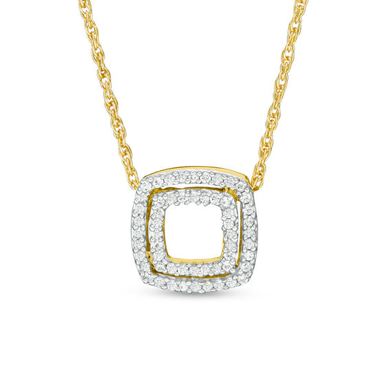 0.09 CT. T.W. Diamond Double Square Pendant in 10K Gold