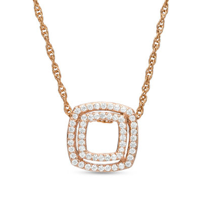 0.09 CT. T.W. Diamond Double Square Pendant in 10K Rose Gold