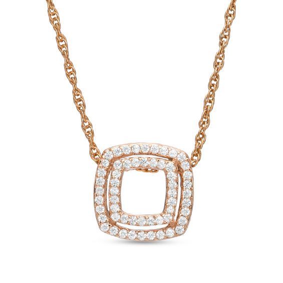 0.09 CT. T.W. Diamond Double Square Pendant in 10K Rose Gold