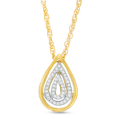 Diamond Accent Triple Teardrop Pendant in 10K Gold