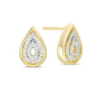 0.15 CT. T.W. Diamond Triple Teardrop Stud Earrings in 10K Gold