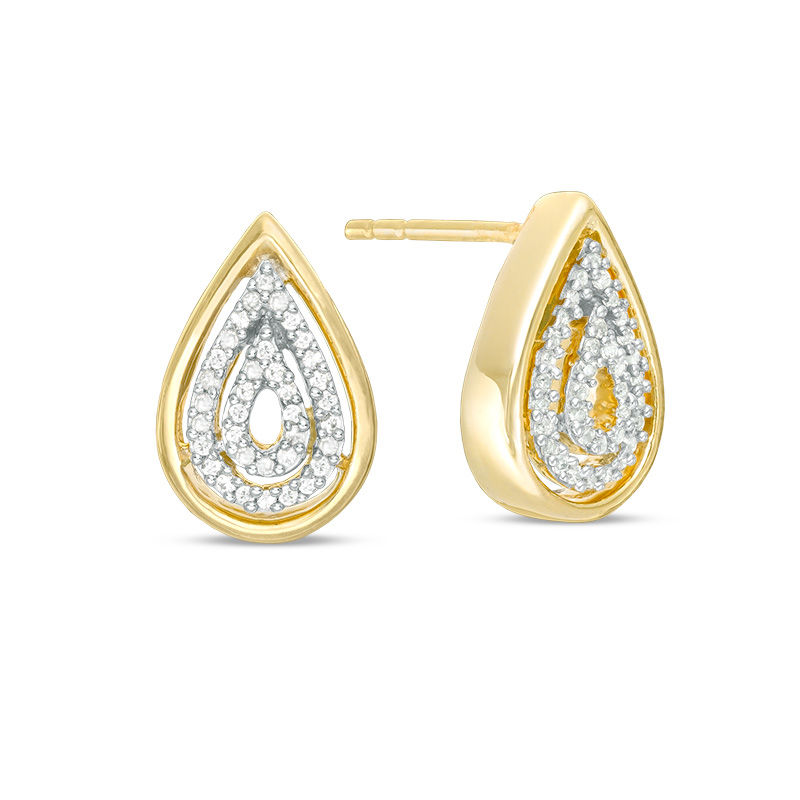 0.15 CT. T.W. Diamond Triple Teardrop Stud Earrings in 10K Gold|Peoples Jewellers