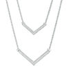 0.18 CT. T.W. Diamond Chevron Double Strand Necklace in Sterling Silver - 20"