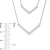 0.18 CT. T.W. Diamond Chevron Double Strand Necklace in Sterling Silver - 20"