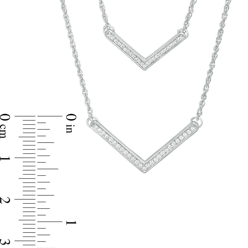 0.18 CT. T.W. Diamond Chevron Double Strand Necklace in Sterling Silver - 20"|Peoples Jewellers