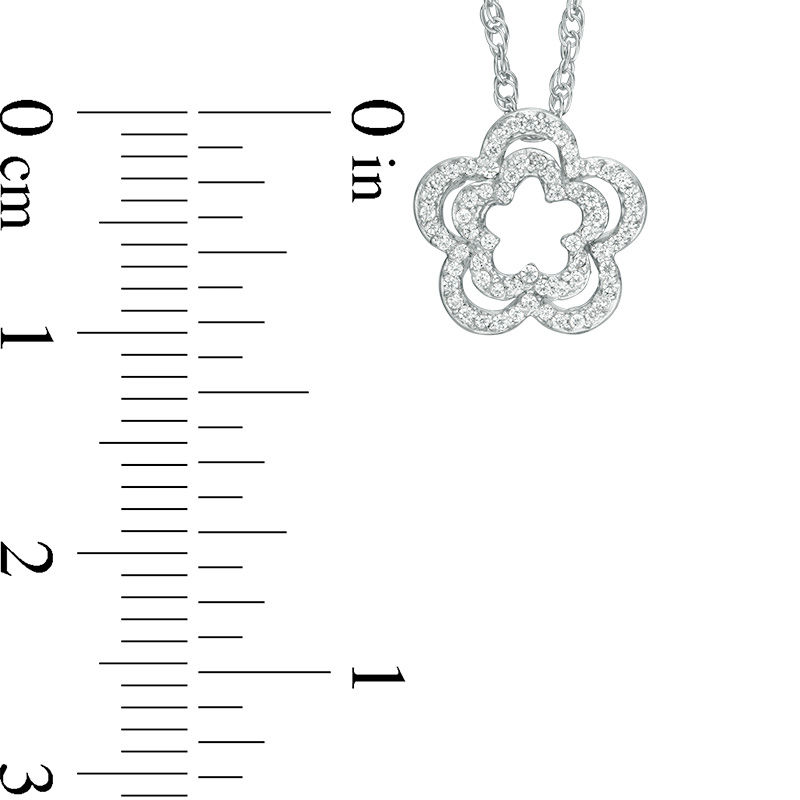 0.09 CT. T.W. Diamond Double Flower Pendant in Sterling Silver|Peoples Jewellers