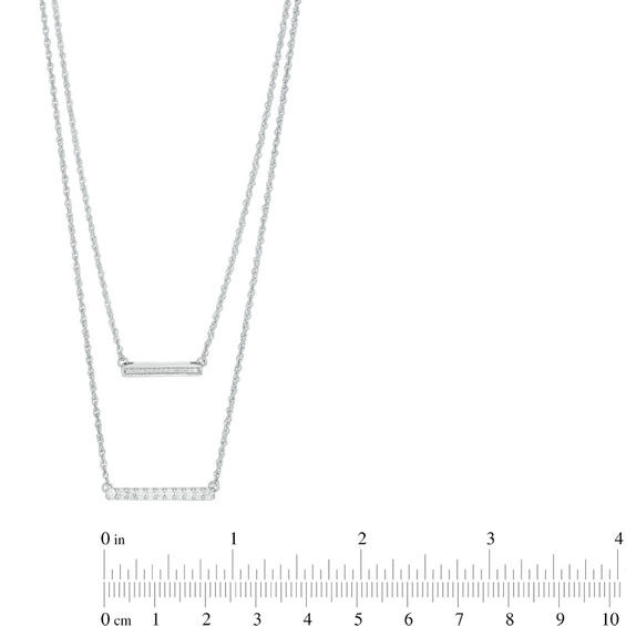 0.45 CT. T.W. Diamond Horizontal Bar Double Strand Necklace in Sterling Silver - 20"