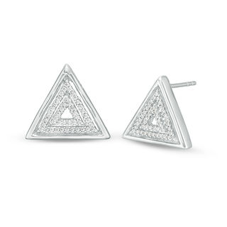 0.15 CT. T.W. Diamond Triple Triangle Stud Earrings in Sterling Silver