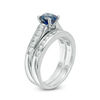 Thumbnail Image 1 of 6.0mm Lab-Created Blue and White Sapphire Bridal Set in Sterling Silver