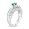 5.0mm Lab-Created Emerald and White Sapphire Engagement Ring in Sterling Silver