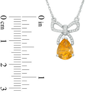 Pear-Shaped Citrine and 0.09 CT. T.W. Diamond Bow Necklace in Sterling Silver