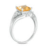 Thumbnail Image 1 of 7.25mm Princess-Cut Citrine and Lab-Created White Sapphire Split Shank Ring in Sterling Silver