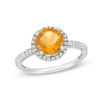 Thumbnail Image 0 of 8.0mm Citrine and 0.12 CT. T.W. Diamond Frame Ring in 10K White Gold