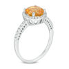 Thumbnail Image 1 of 8.0mm Citrine and 0.12 CT. T.W. Diamond Frame Ring in 10K White Gold