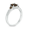 Smoky Quartz and Diamond Accent Three Stone Ring in Sterling Silver