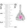 5.0mm Trillion-Cut Lab-Created Pink Sapphire and 0.15 CT. T.W. Diamond Swirl Frame Drop Earrings in Sterling Silver