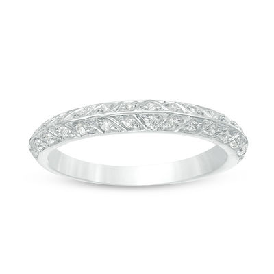 0.18 CT. T.W. Diamond Chevron Double Row Anniversary Band in Sterling Silver