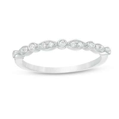 Diamond Accent Alternating Round and Marquise Anniversary Band in Sterling Silver