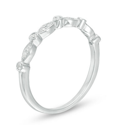 Diamond Accent Alternating Round and Marquise Anniversary Band in Sterling Silver