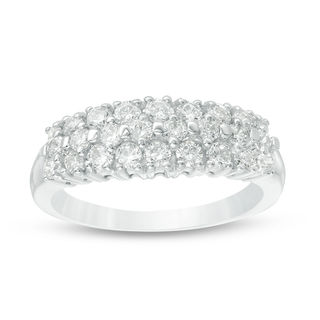 0.70 CT. T.W. Diamond Three Row Anniversary Band in 10K White Gold